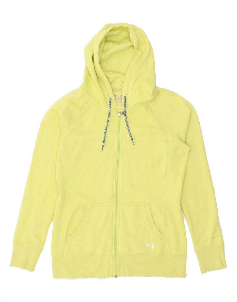 UNDER ARMOUR Womens Zip Hoodie Sweater UK 14 Medium Yellow Cotton | Vintage Under Armour | Thrift | Second-Hand Under Armour | Used Clothing | Messina Hembry 