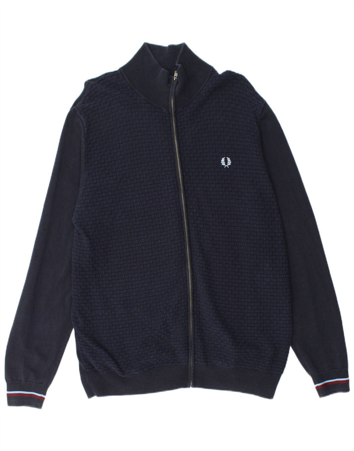 Fred Perry Mens Cardigan Sweater XL Navy Blue