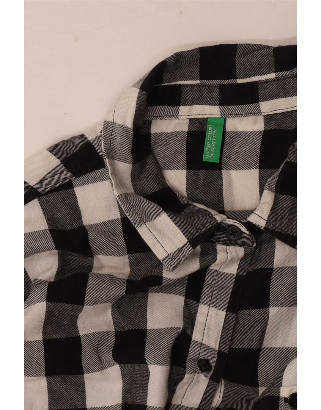 Benetton Womens Long Sleeve Shirt Dress UK 12 Medium Black Check