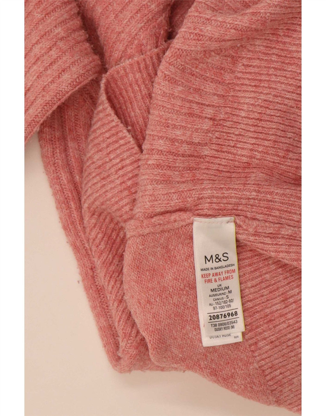 Marks & Spencer Womens Oversized Crew Neck Jumper Sweater UK 14 Medium Pink