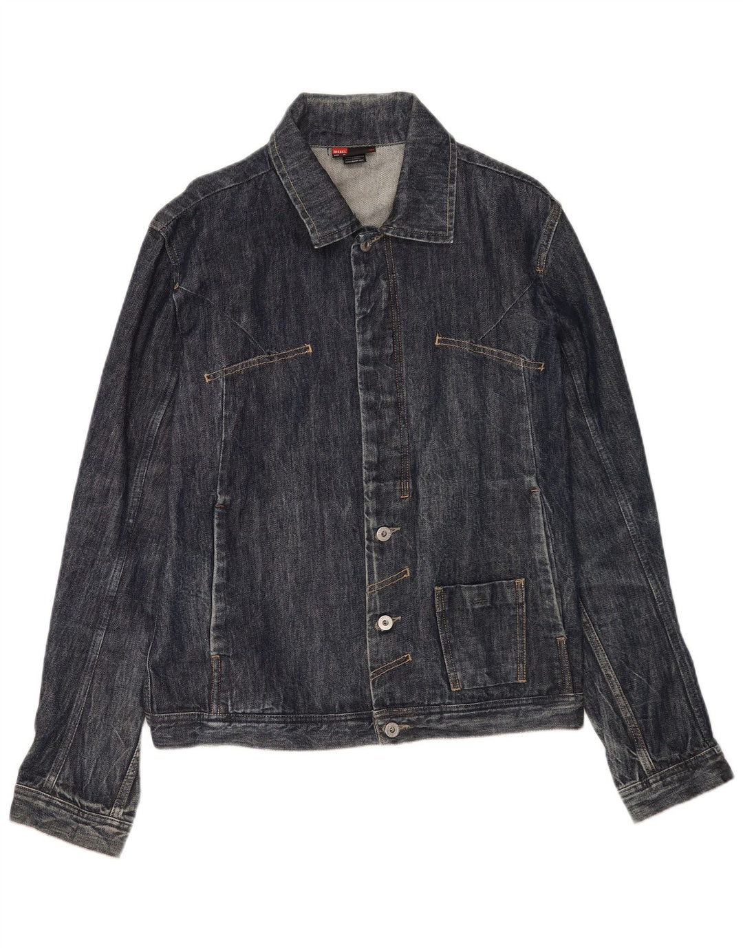 Diesel Mens Denim Jacket UK 42 XL Navy Blue Cotton