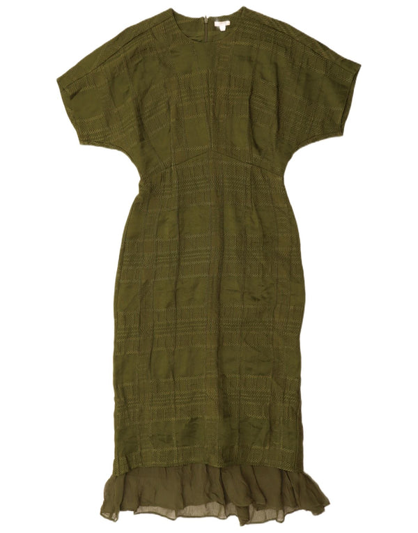 Jigsaw Womens Mermaid Dress UK 8 Small Green Check Viscose