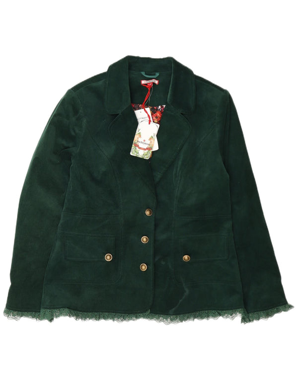 Joe Browns Womens 3 Button Corduroy Blazer Jacket UK 14 Large Green Cotton