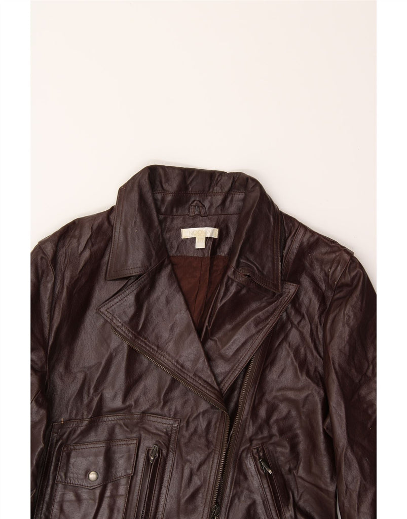 KOOKAI Womens Crop Leather Jacket EU 40 Medium Brown Vintage Kookai and Second-Hand Kookai from Messina Hembry 