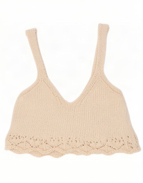Zara Womens Knit Cami Top UK 8 Small Off White