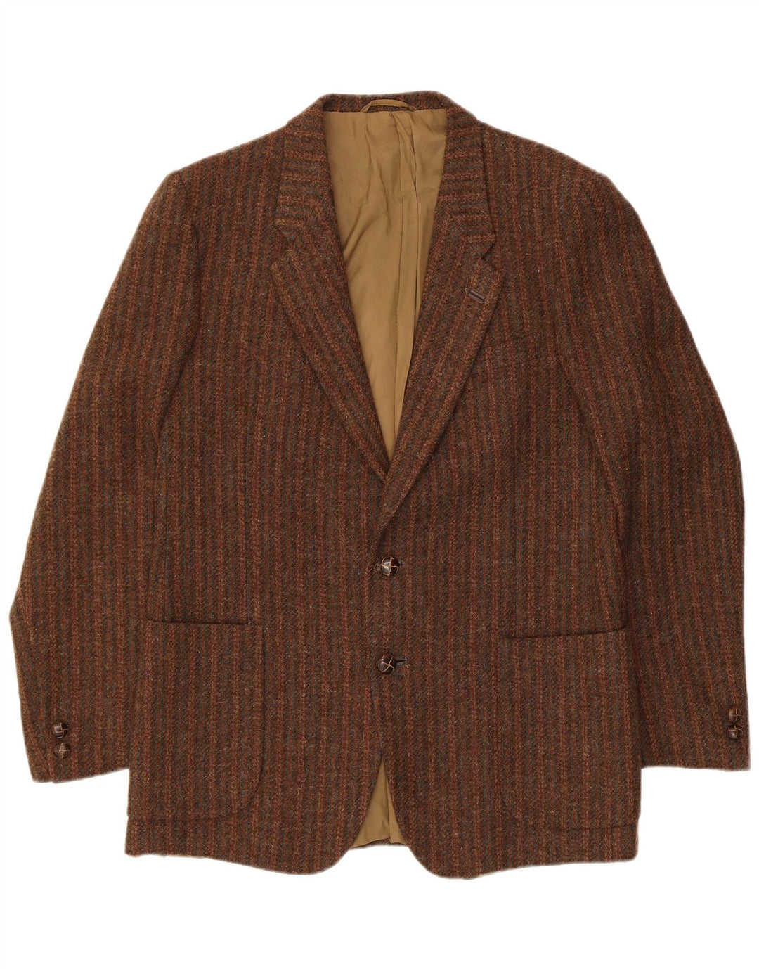 Marzotto Mens 2 Button Blazer Jacket UK 36 Small Brown Striped Virgin Wool