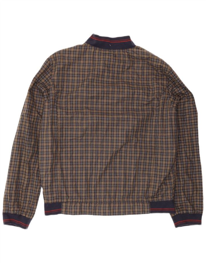 Rifle Mens Bomber Jacket UK 40 Large Brown Check Polyester