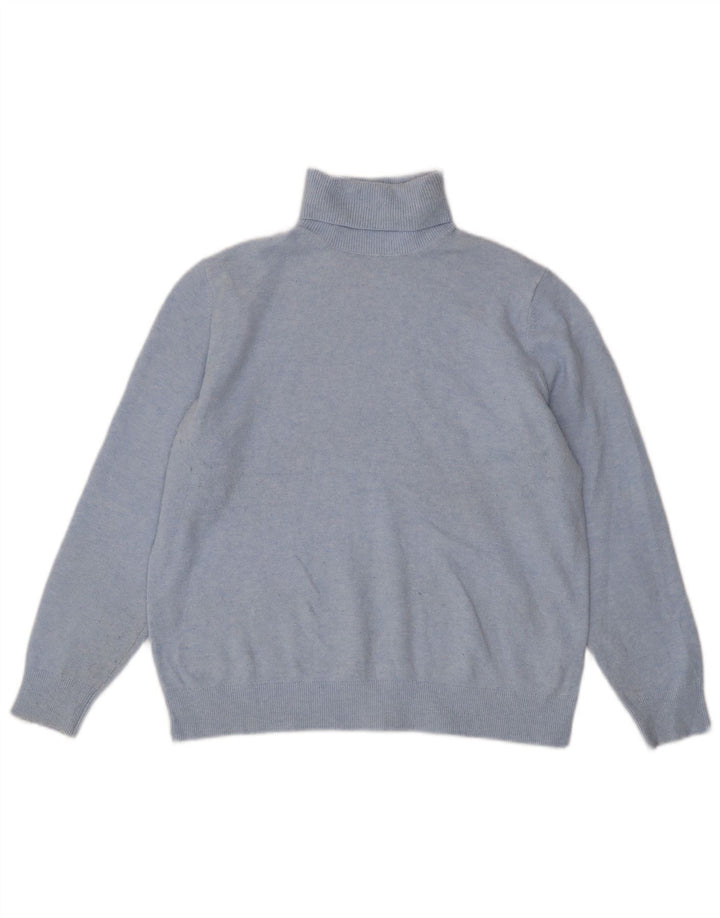 Marks & Spencer Womens Roll Neck Jumper Sweater UK 14 Medium Blue Polyester