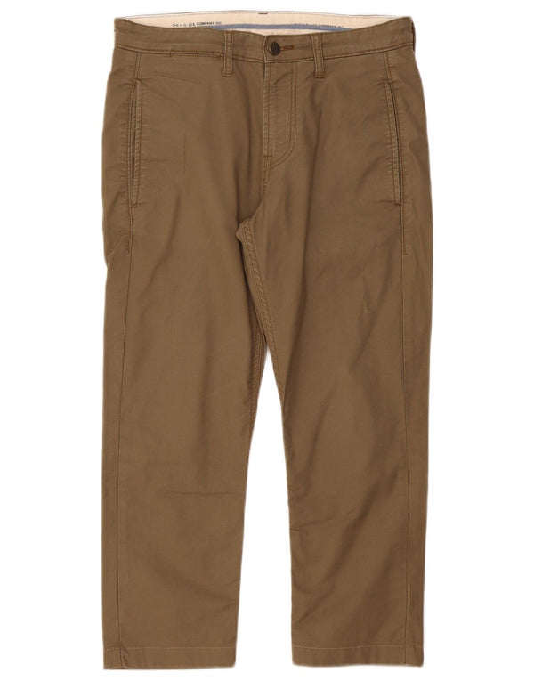 Lee Mens Crop Straight Chino Trousers W28 L24 Khaki Cotton