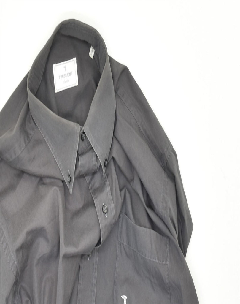 TRUSSARDI Mens Shirt Size 17-43 XL Grey Cotton | Vintage | Thrift | Second-Hand | Used Clothing | Messina Hembry 