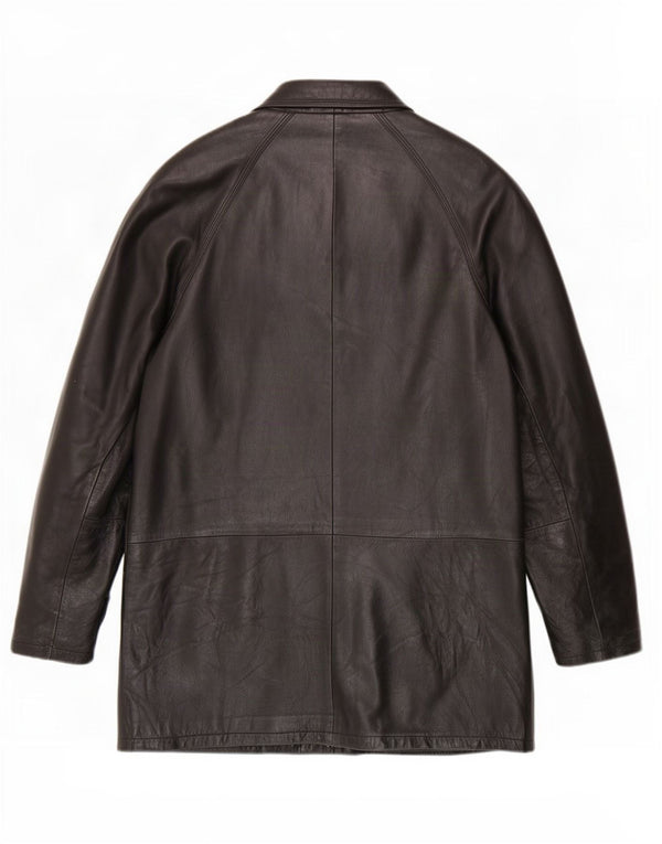 Vintage Mens Leather Coat IT 52 XL Black