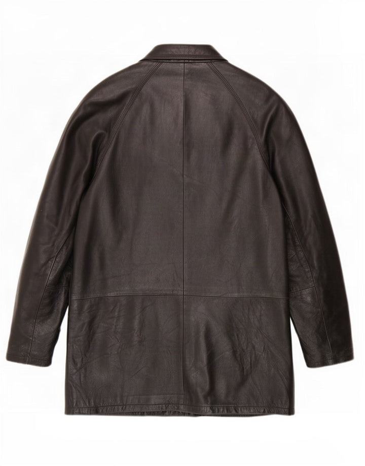Vintage Mens Leather Coat IT 52 XL Black