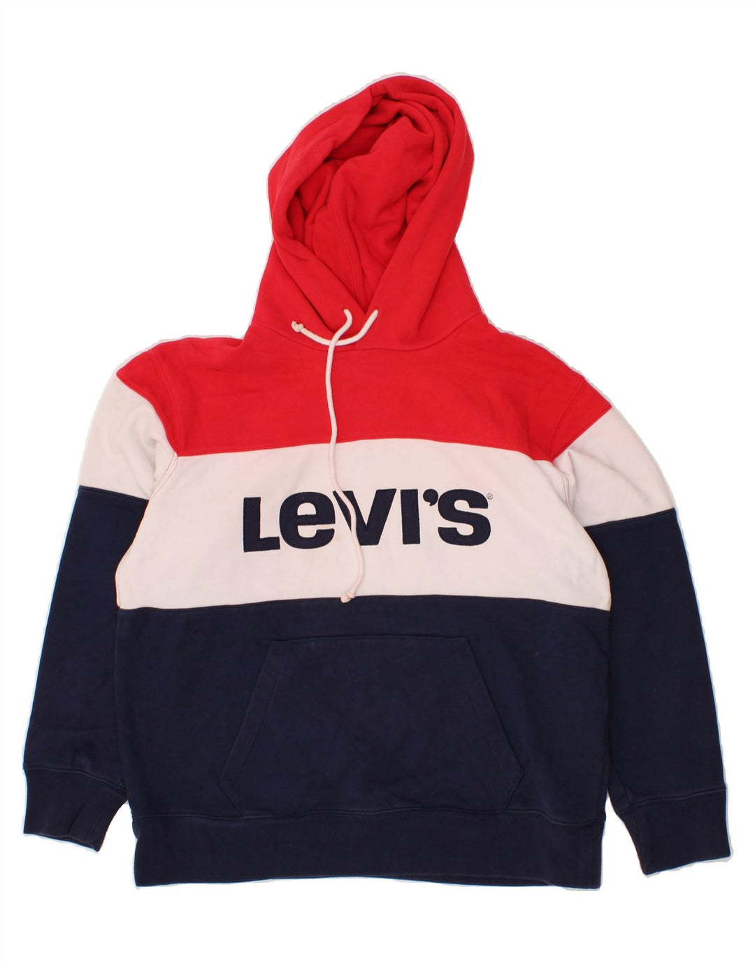 LEVI'S Womens Graphic Hoodie Jumper UK 16 Large Multicoloured Colourblock Vintage Levi's and Second-Hand Levi's from Messina Hembry 