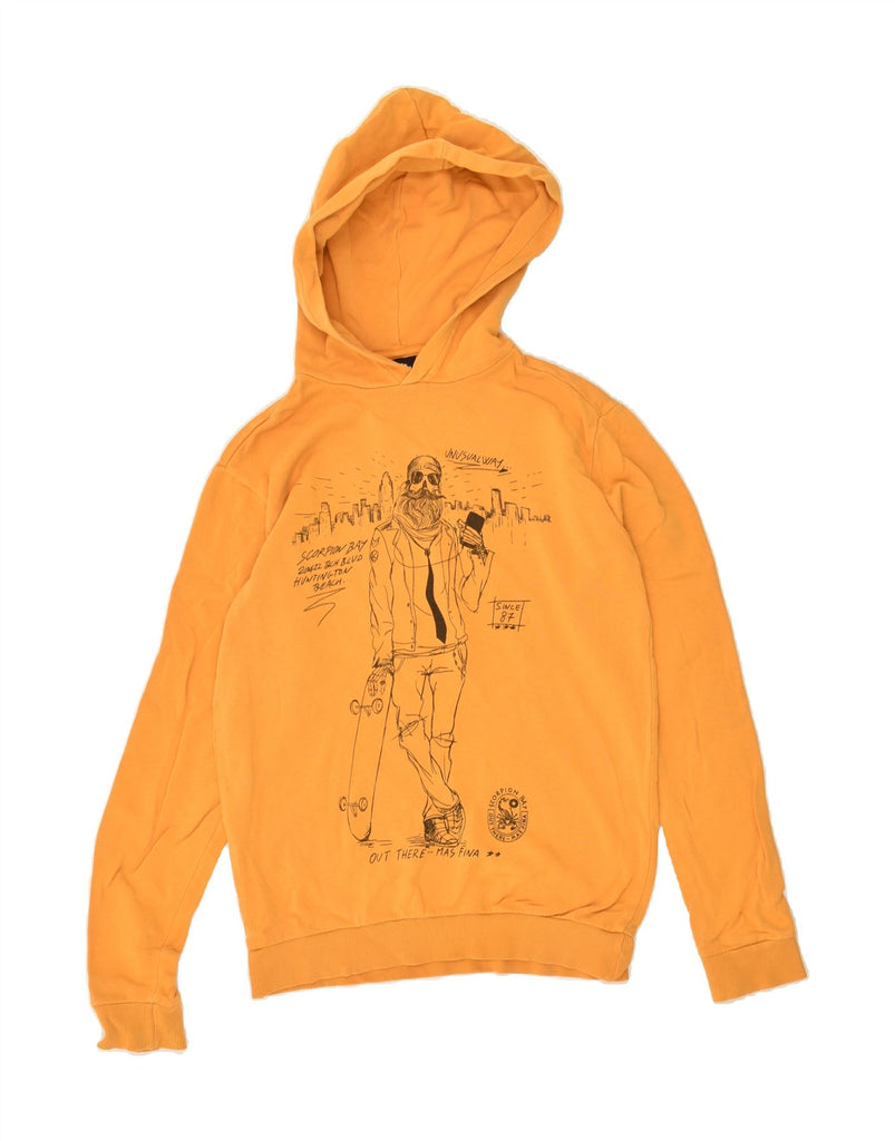 SCORPION BAY Boys Graphic Hoodie Jumper 13-14 Years XL Yellow Cotton | Vintage Scorpion Bay | Thrift | Second-Hand Scorpion Bay | Used Clothing | Messina Hembry 