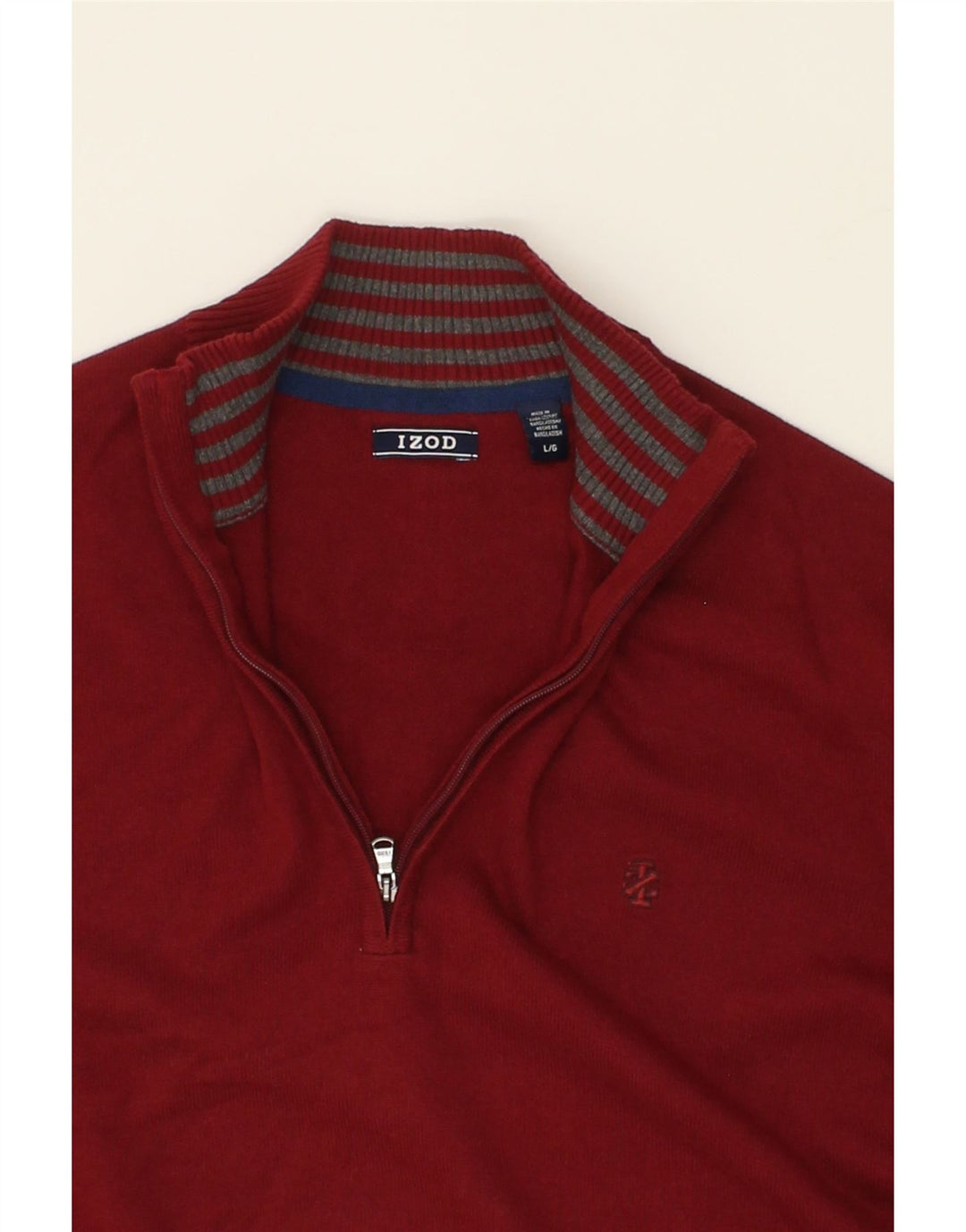 IZOD Mens Zip Neck Jumper Sweater Large Burgundy Cotton Vintage Izod and Second-Hand Izod from Messina Hembry 