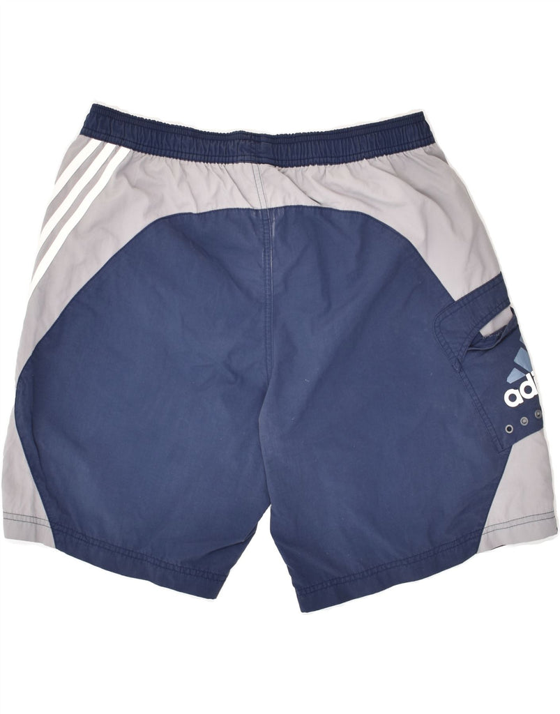ADIDAS Mens Sport Shorts Large Navy Blue Colourblock Polyamide | Vintage Adidas | Thrift | Second-Hand Adidas | Used Clothing | Messina Hembry 