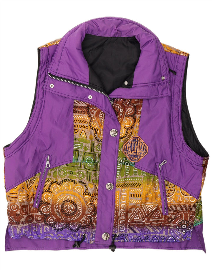 Vintage Womens Oversized Gilet IT 44 Medium Purple Geometric Polyamide