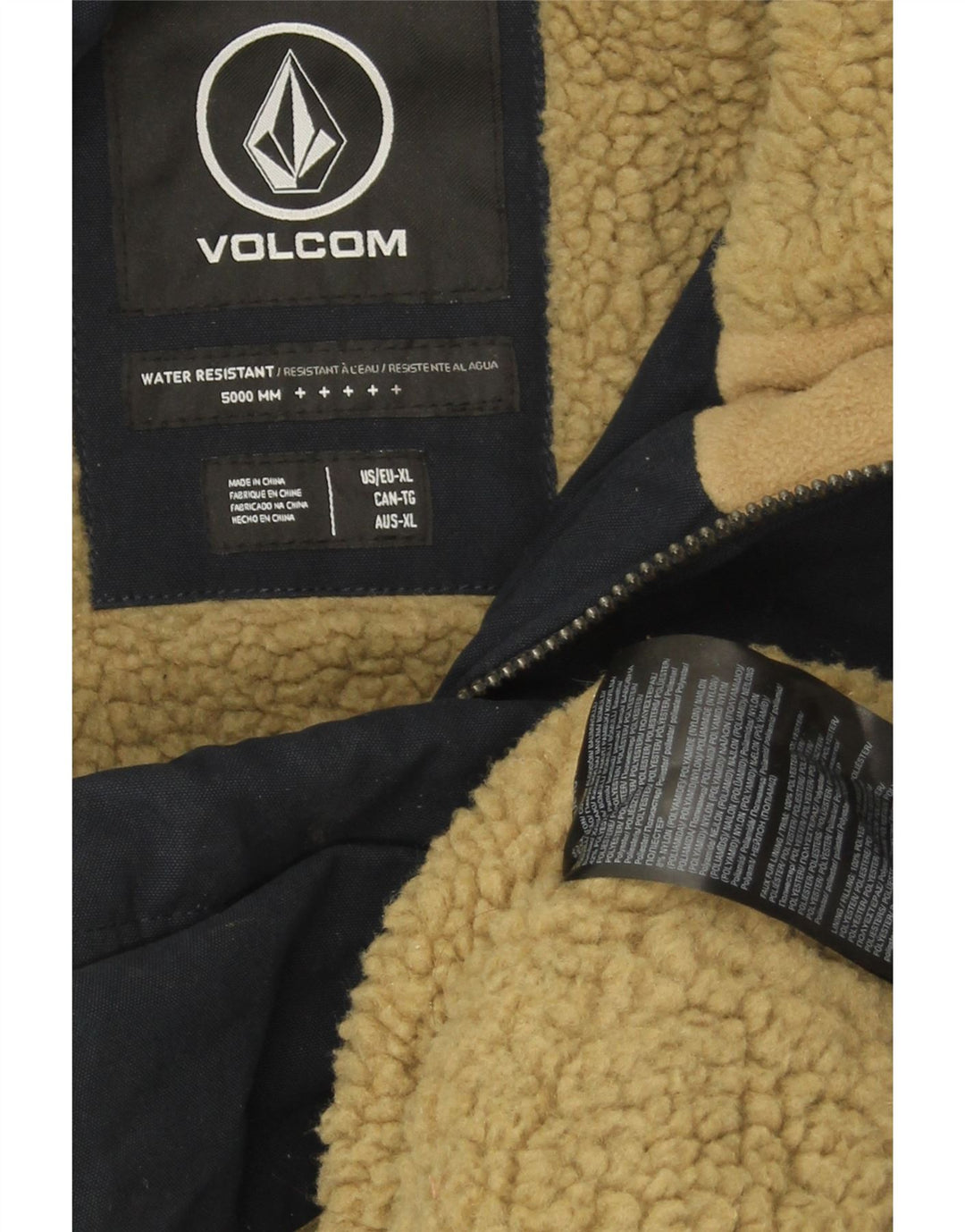 Volcom Mens Hooded Parka Jacket UK 42 XL Navy Blue Cotton