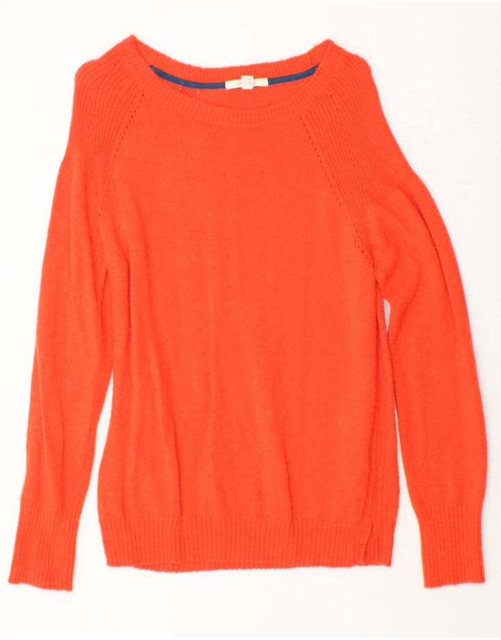 WHITE STUFF Womens Boat Neck Jumper Sweater UK 12 Medium Orange Nylon Vintage White Stuff and Second-Hand White Stuff from Messina Hembry 