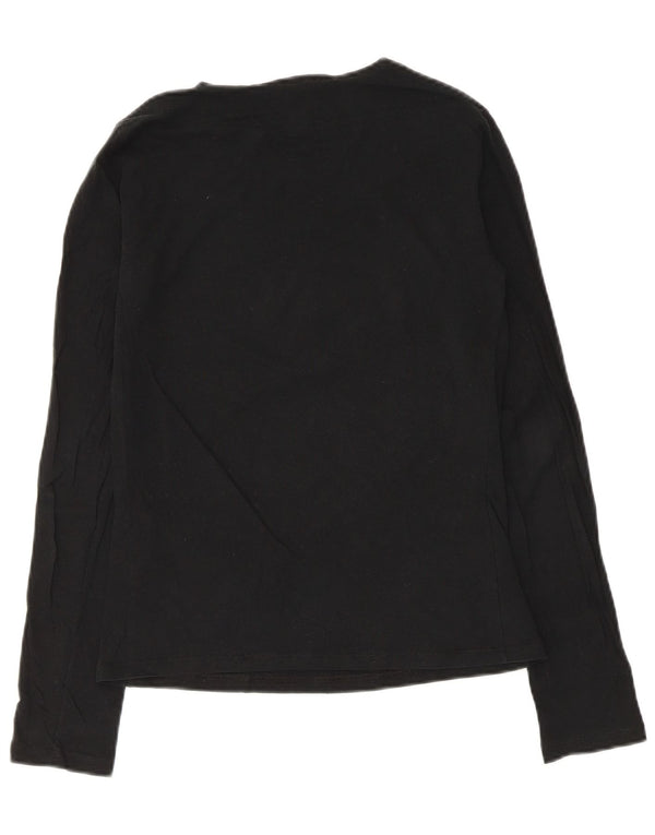 Armani Jeans Womens Graphic Top Long Sleeve UK 14 Medium Black Cotton