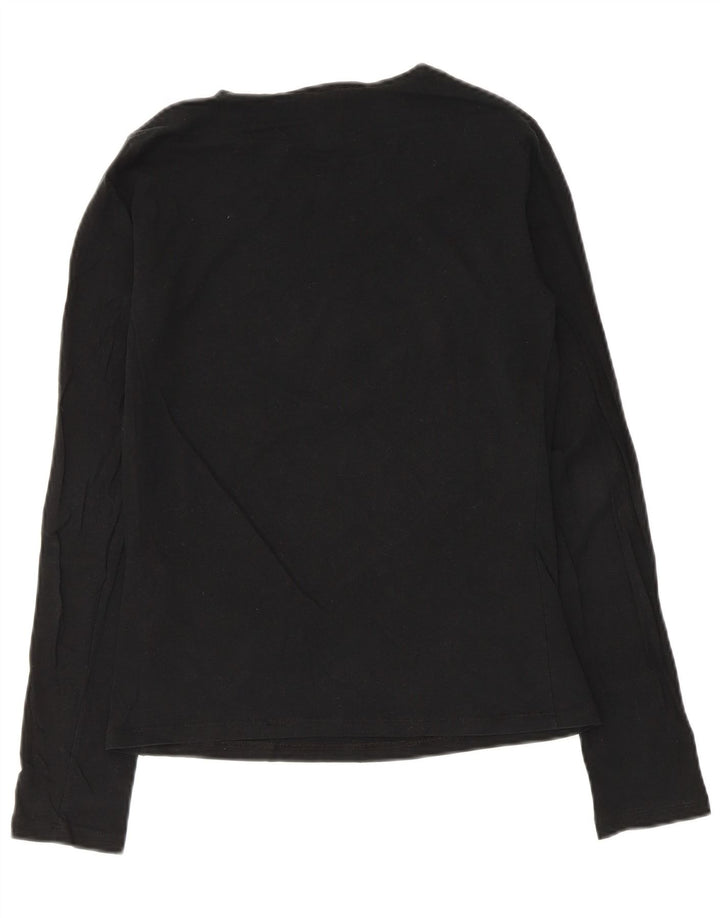 Armani Jeans Womens Graphic Top Long Sleeve UK 14 Medium Black Cotton