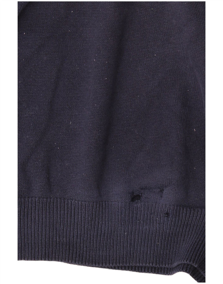 Marks & Spencer Mens V-Neck Jumper Sweater Medium Navy Blue Cotton