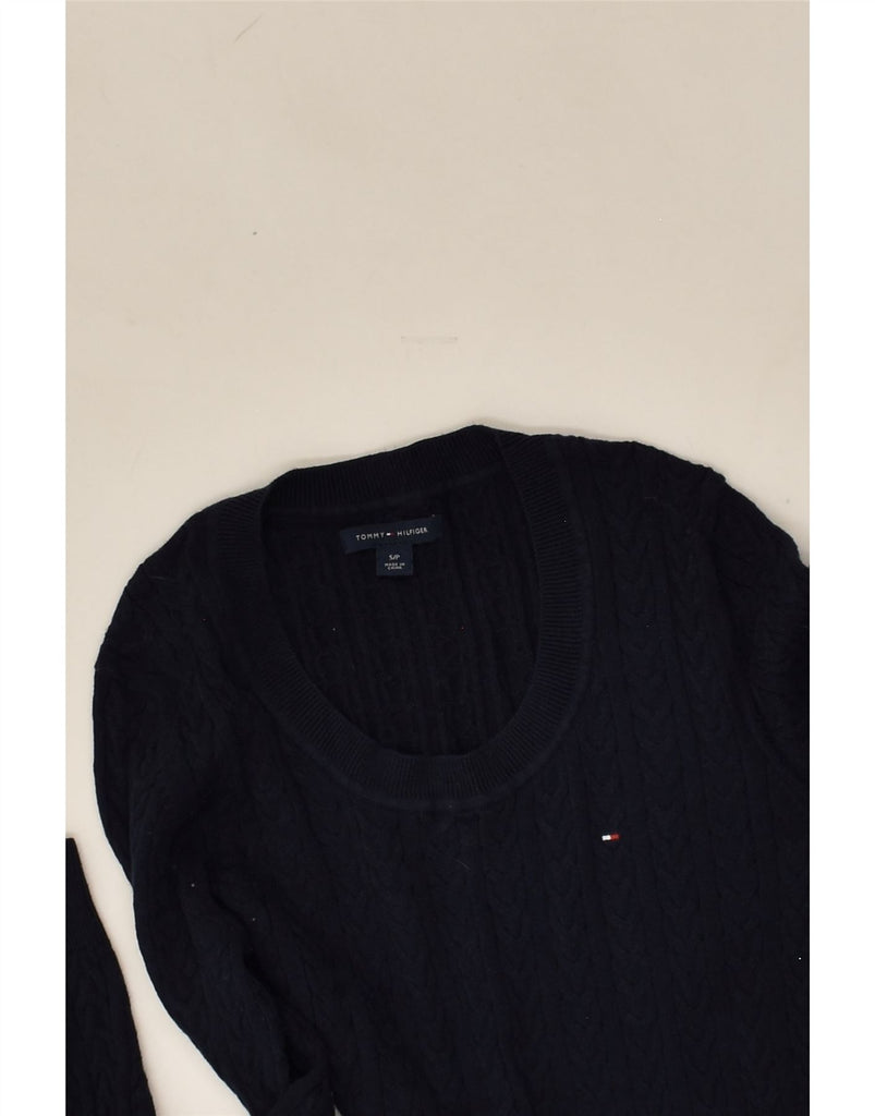 TOMMY HILFIGER Womens Boat Neck Jumper Sweater UK 10 Small Navy Blue | Vintage Tommy Hilfiger | Thrift | Second-Hand Tommy Hilfiger | Used Clothing | Messina Hembry 