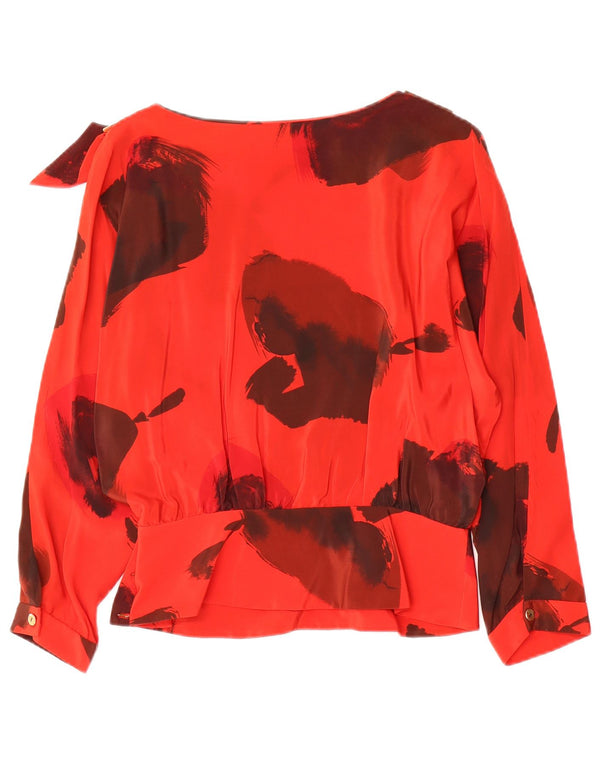 Vintage Womens Long Sleeve Blouse Top IT 42 Medium Red Floral Silk
