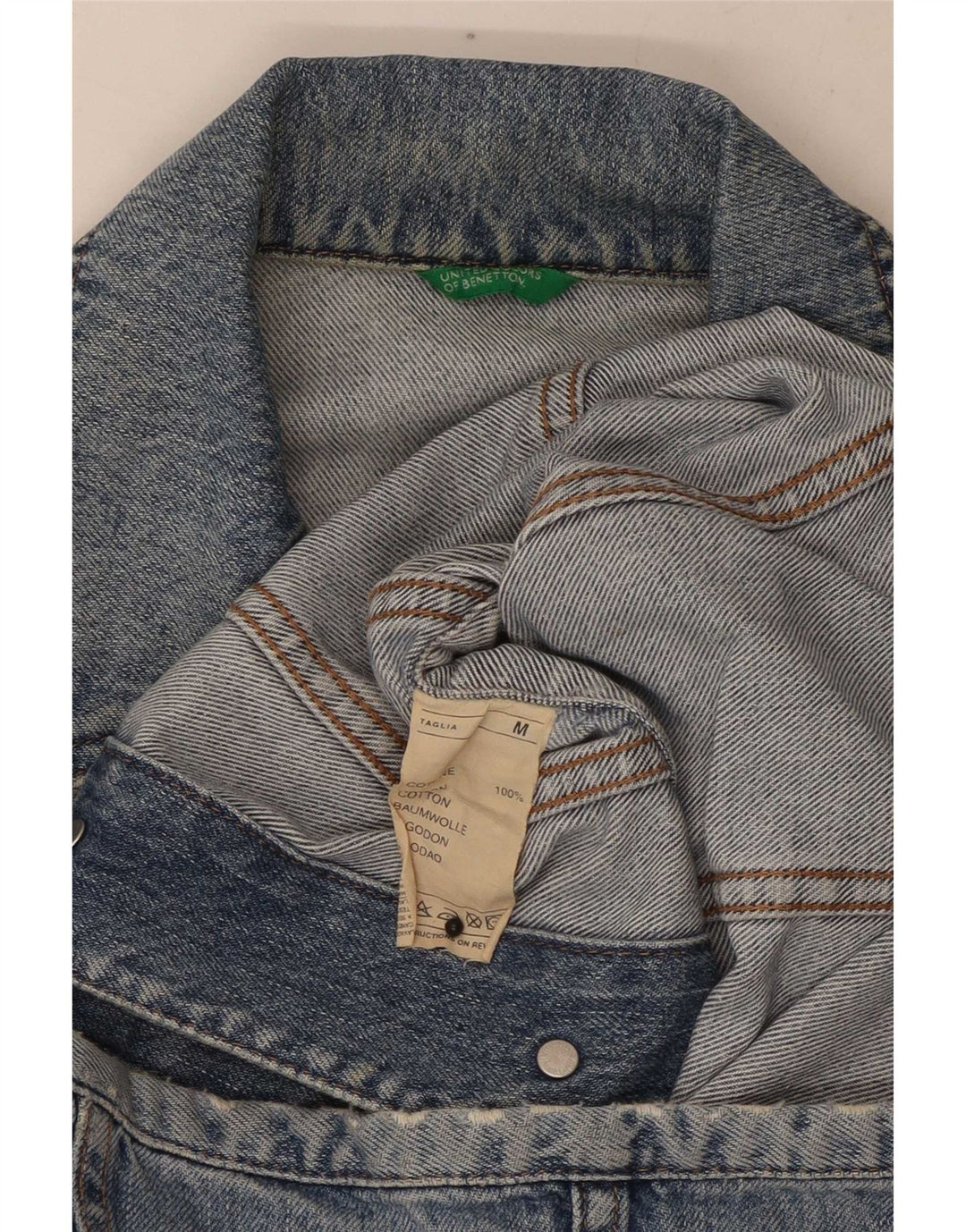 Benetton Womens Denim Jacket UK 12 Medium Blue Cotton