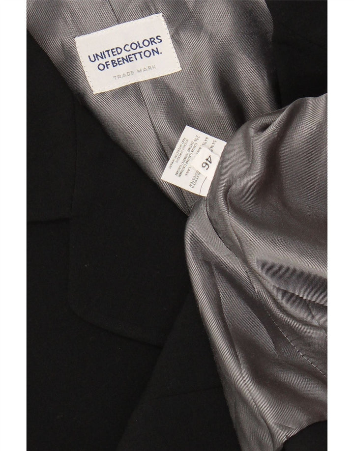 BENETTON Womens 3 Button Blazer Jacket IT 46 Large Black Polyester