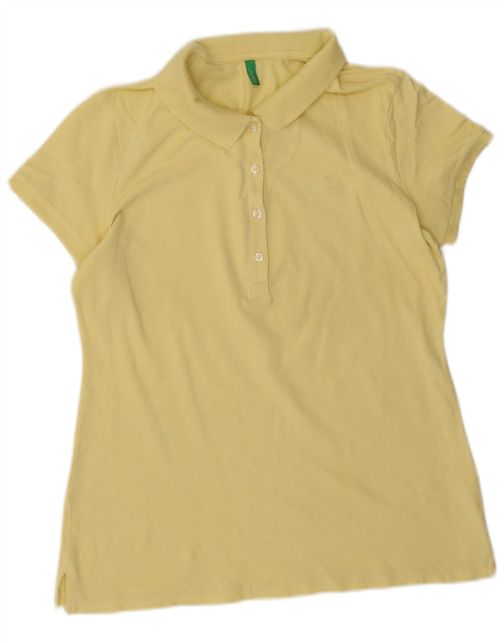 Benetton Womens Polo Shirt UK 12 Medium Yellow
