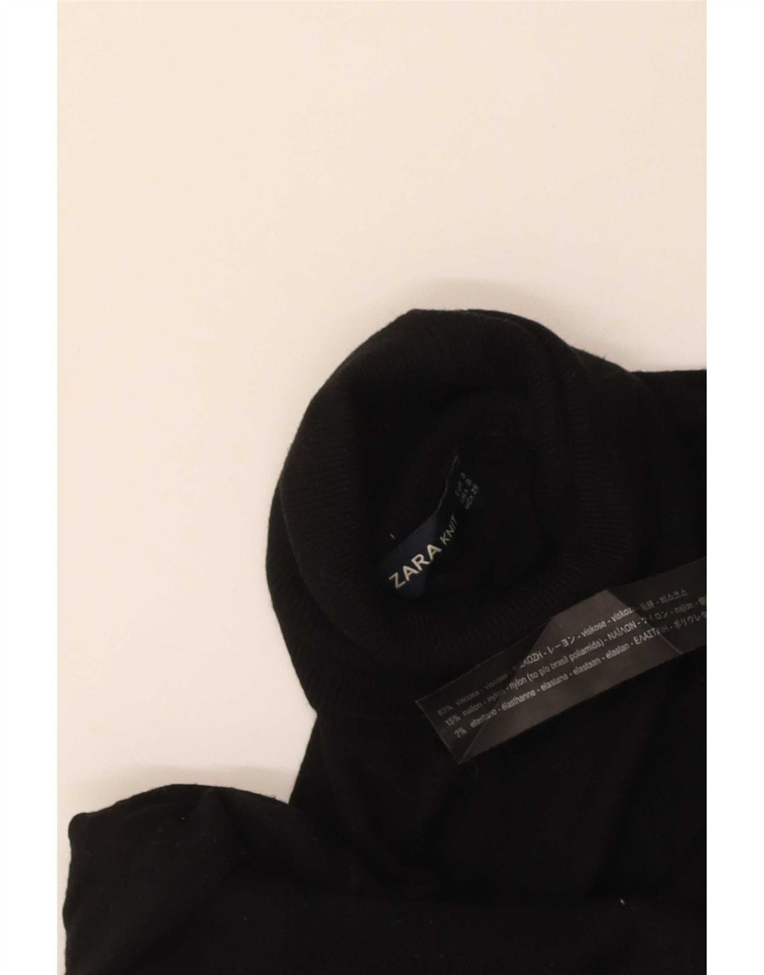 Zara Womens Roll Neck Jumper Sweater UK 8 Small Black Viscose