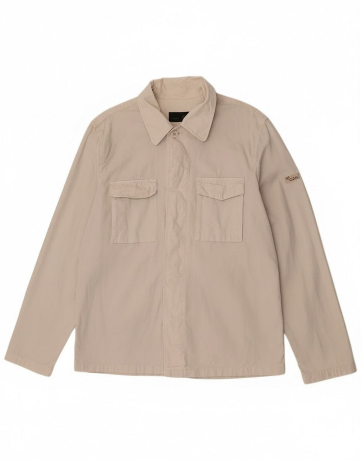 Gas Mens Bomber Jacket UK 42 XL Off White Cotton