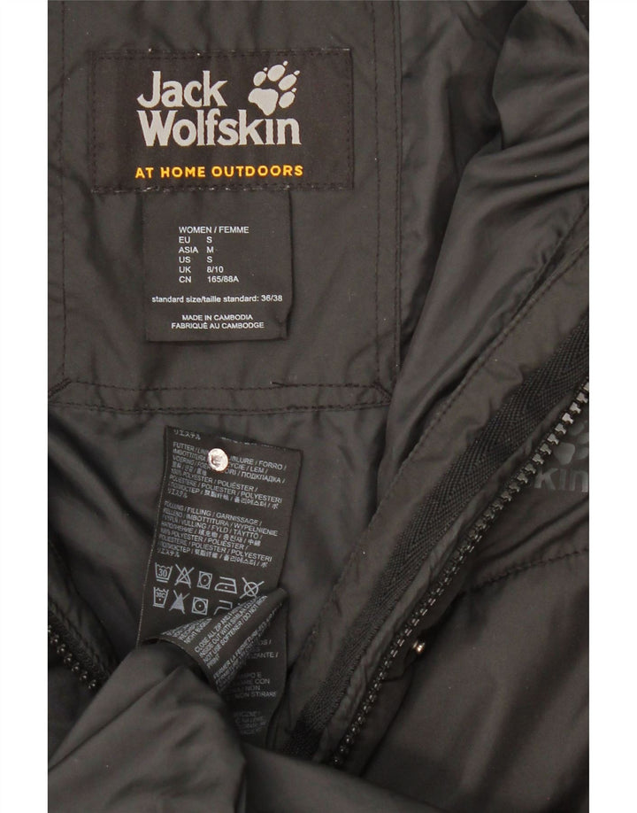Jack Wolfskin Womens Hooded Padded Coat UK 8/10 Small Black Polyester