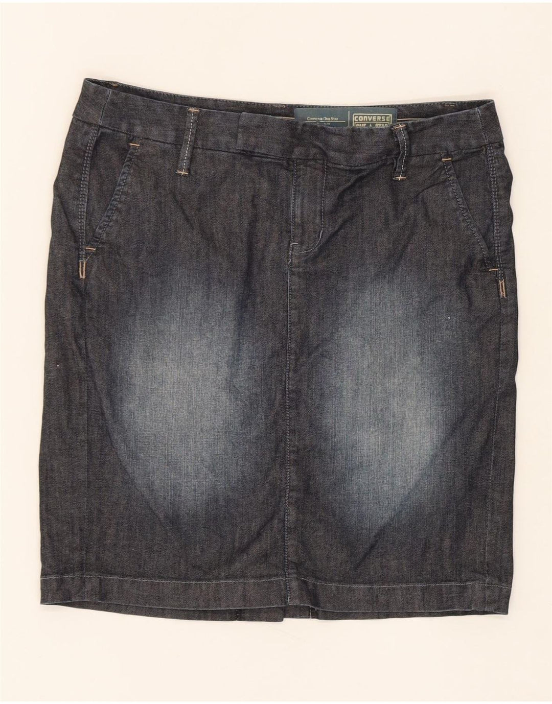 CONVERSE Womens Denim Skirt US 6 Medium W30 Navy Blue Cotton Vintage Converse and Second-Hand Converse from Messina Hembry 