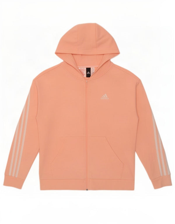 Adidas Boys Zip Hoodie Sweater 13-14 Years Pink Cotton