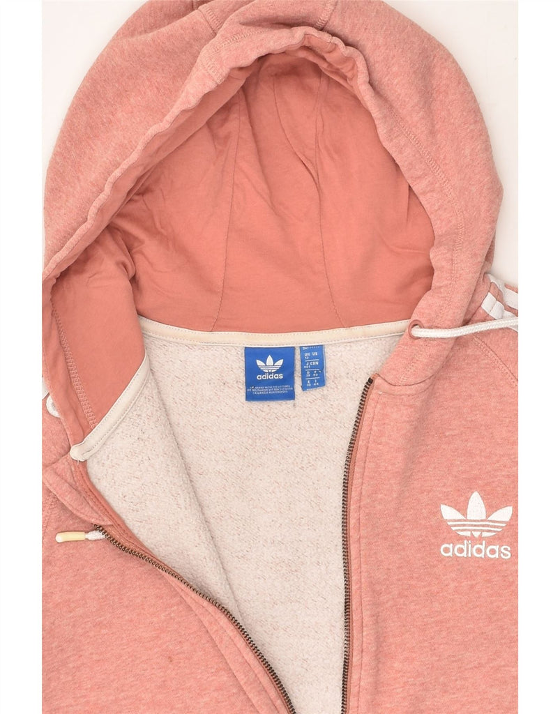 ADIDAS Womens Zip Hoodie Sweater UK 12 Medium Pink Cotton | Vintage Adidas | Thrift | Second-Hand Adidas | Used Clothing | Messina Hembry 