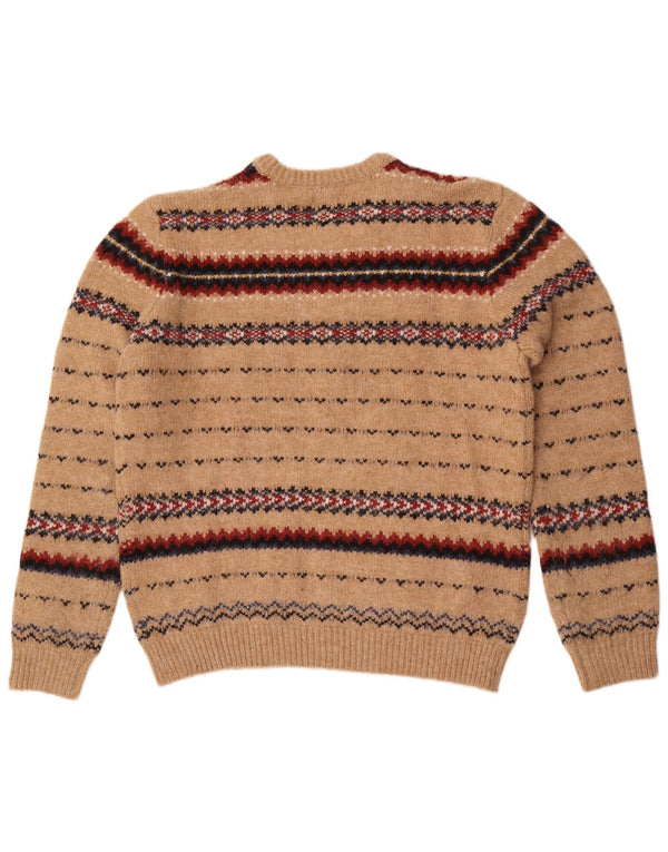 Scout Mens Crew Neck Jumper Sweater Large Beige Fair Isle Nylon