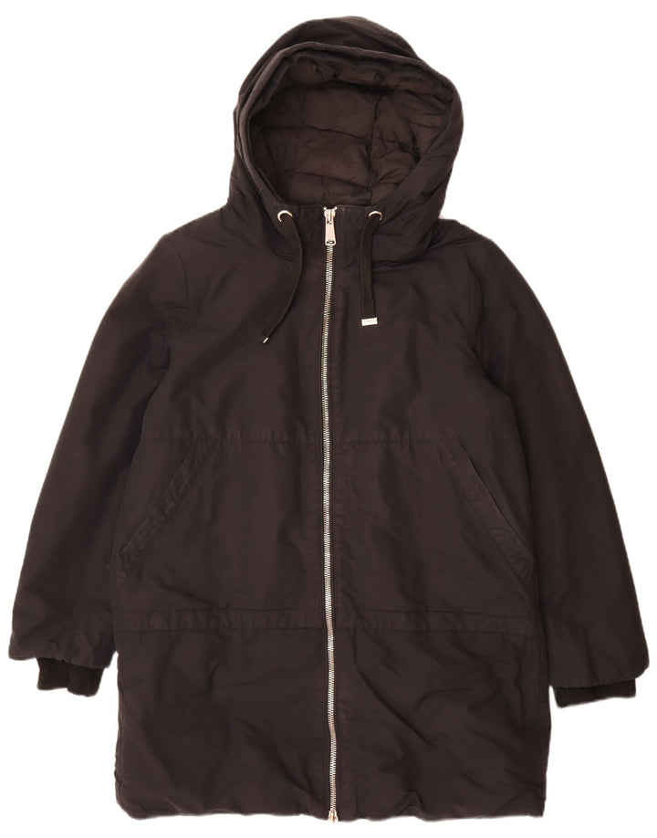 Zara Womens Hooded Padded Coat UK 16 Large Black