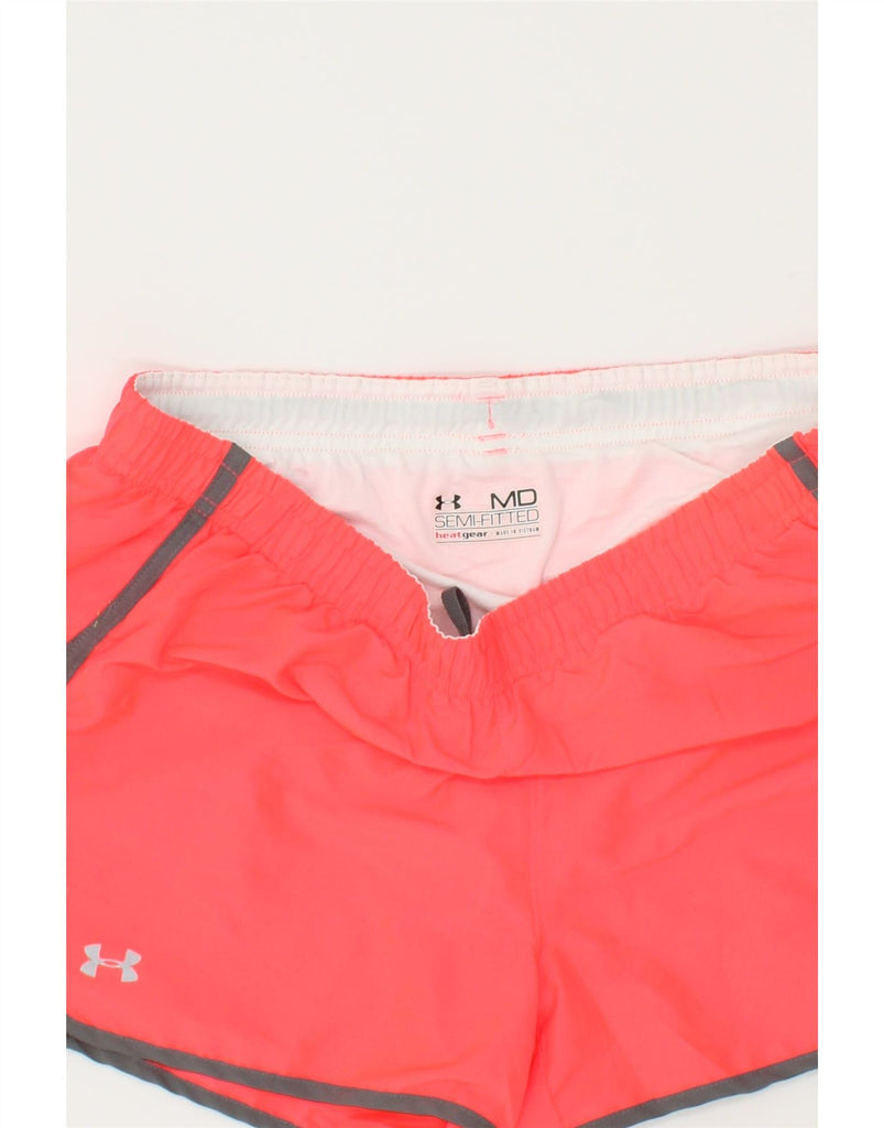 UNDER ARMOUR Womens Heat Gear Graphic Sport Shorts UK 14 Medium Orange | Vintage Under Armour | Thrift | Second-Hand Under Armour | Used Clothing | Messina Hembry 