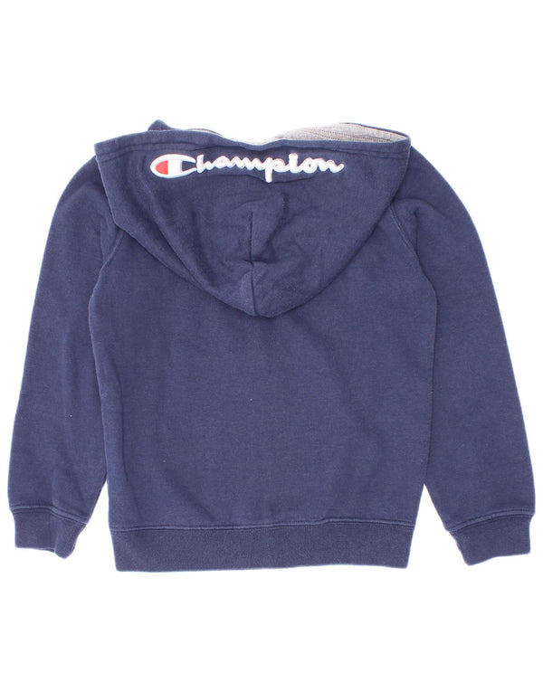 Champion Boys Graphic Zip Hoodie Sweater 3-4 Years 2XS Navy Blue Cotton