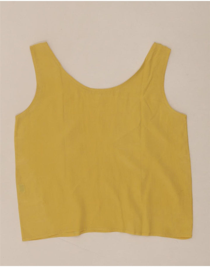 VINTAGE Womens Sleeveless Blouse Top UK 14 Medium Yellow Silk Vintage Vintage and Second-Hand Vintage from Messina Hembry 
