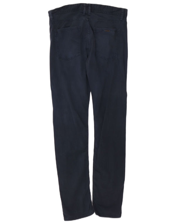 Zara Mens Slim Casual Trousers EU 42 Large W32 L32 Navy Blue Cotton