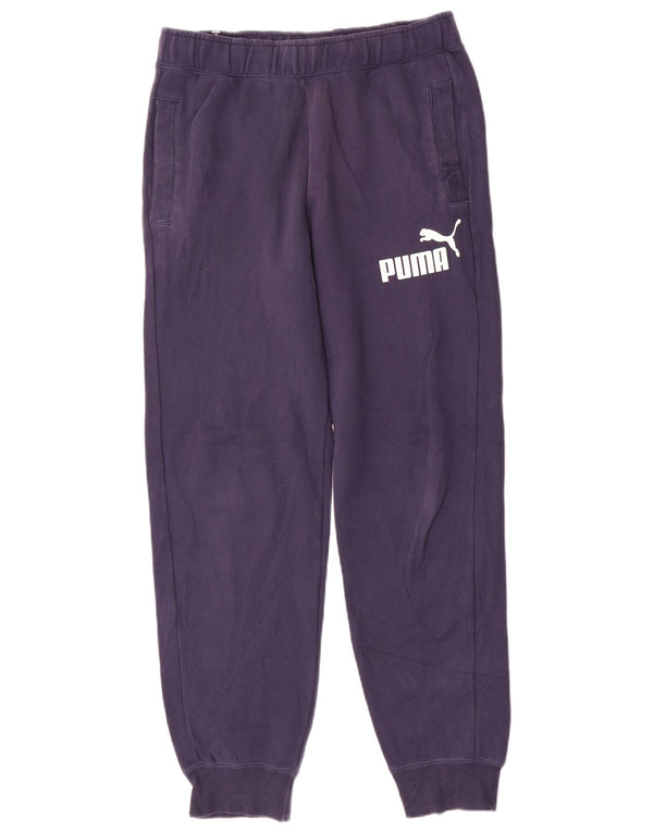 Puma Mens Graphic Tracksuit Trousers Joggers Medium Navy Blue Cotton