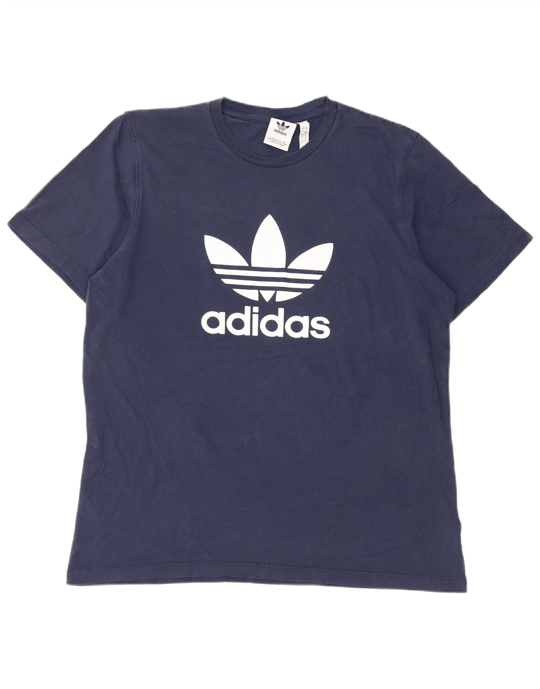 ADIDAS Mens Graphic T-Shirt Top Large Navy Blue Cotton