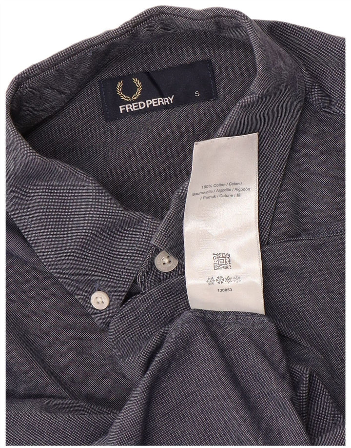 Fred Perry Mens Shirt Small Navy Blue Cotton