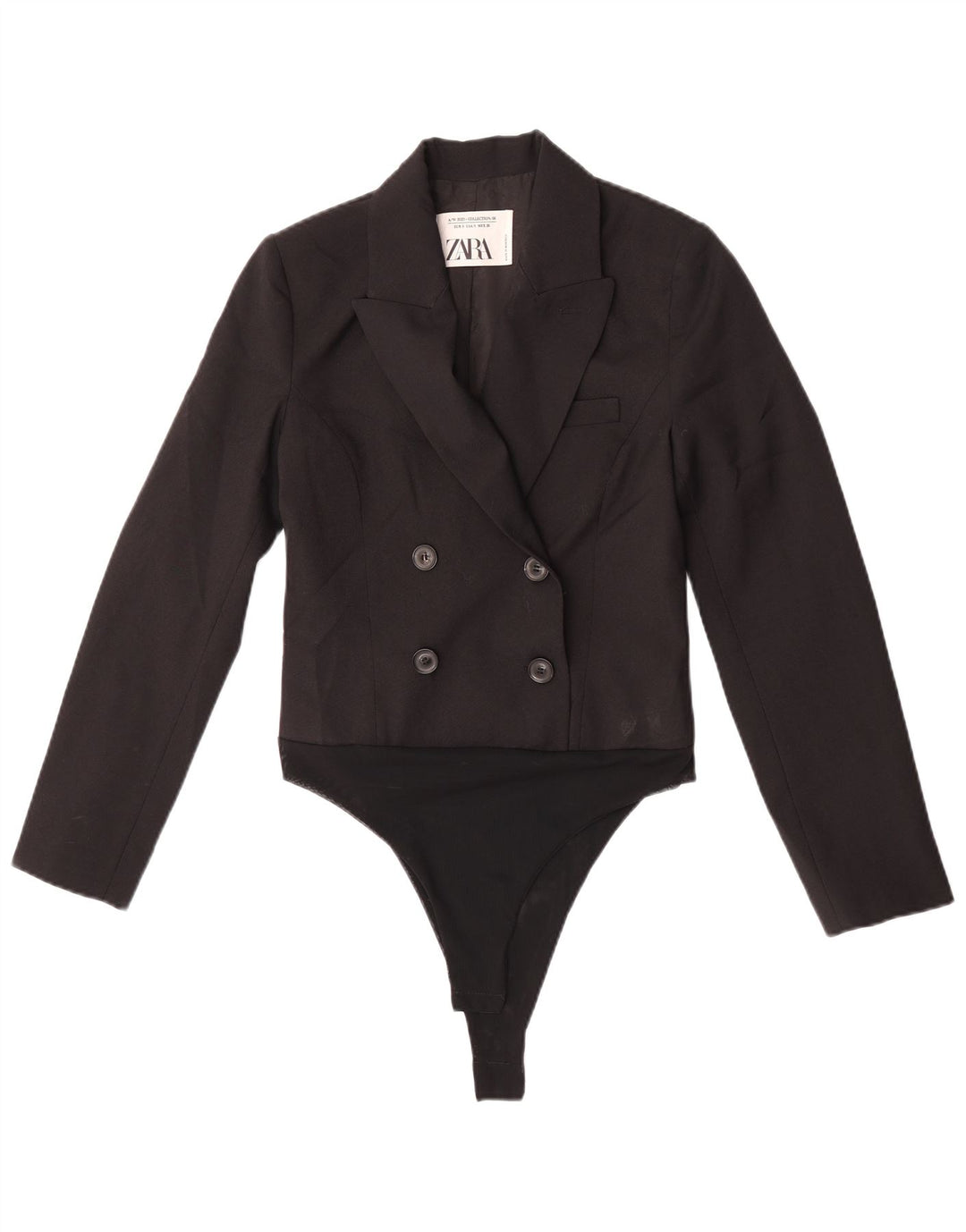 Zara Womens Bodysuit UK 10 Small Black Colourblock Polyester