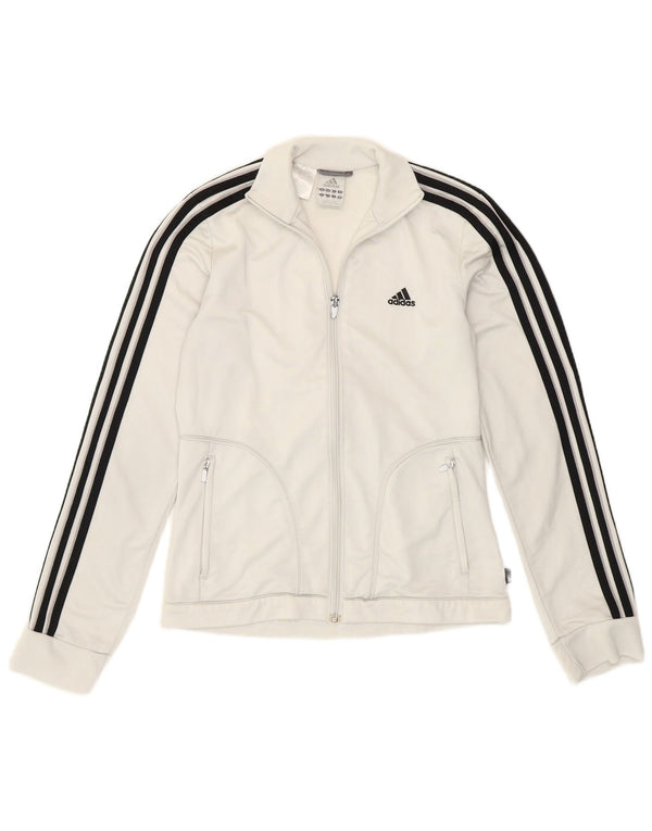 Adidas Womens Tracksuit Top Jacket UK 10 Small Grey Polyester