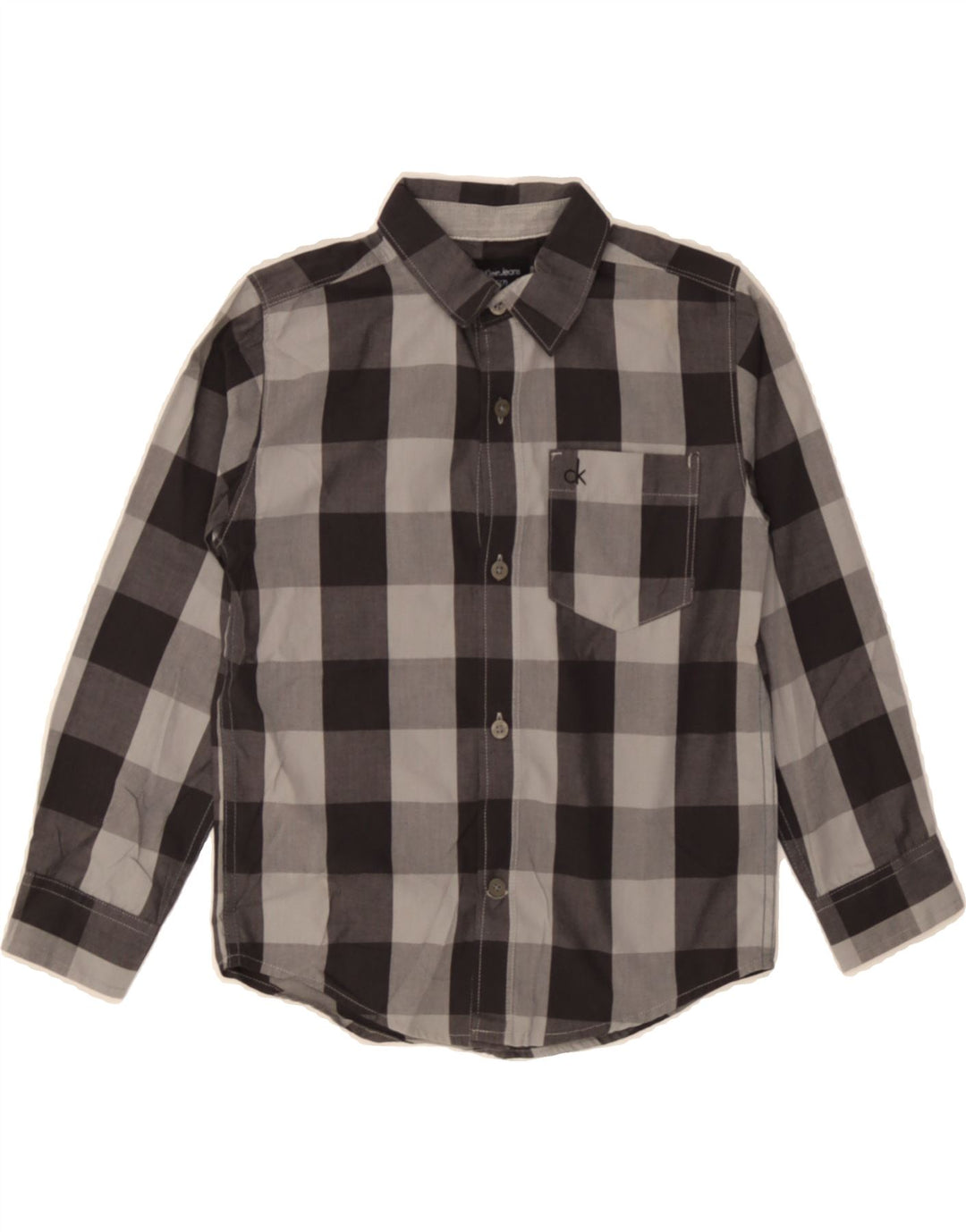 CALVIN KLEIN JEANS Boys Shirt 6-7 Years XL  Grey Check Cotton Vintage Calvin Klein Jeans and Second-Hand Calvin Klein Jeans from Messina Hembry 
