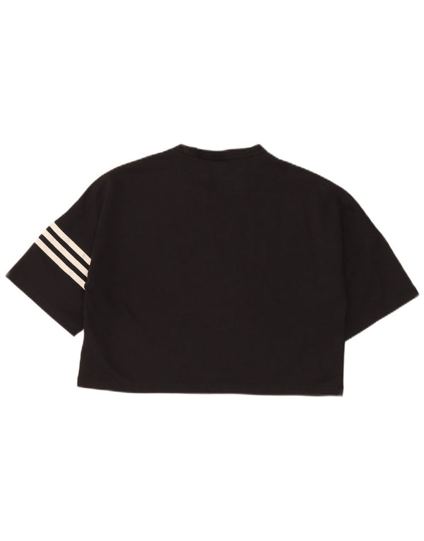 Adidas Womens Crop Oversized T-Shirt Top UK 8/10 Small Black Cotton